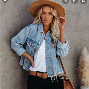 Vici extra layer light wash denim jacket